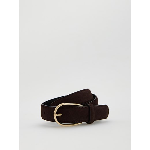 Reserved - Skórzany pasek - ciemnobrązowy ze sklepu Reserved w kategorii Paski damskie - zdjęcie 186443020