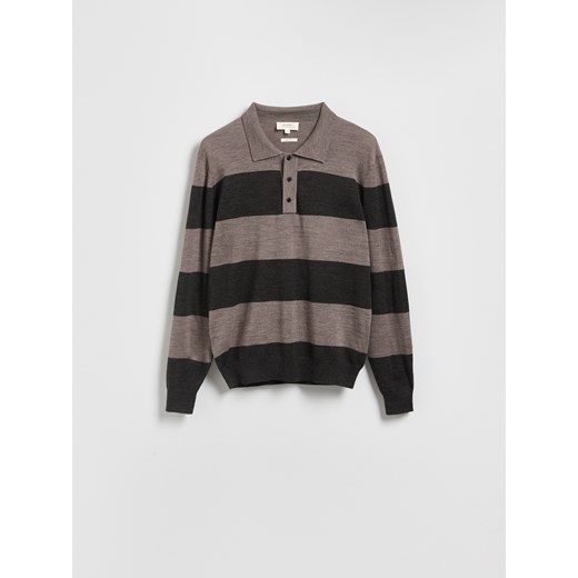 Reserved - Sweter polo z wełny merino - wielobarwny ze sklepu Reserved w kategorii Swetry męskie - zdjęcie 186443222