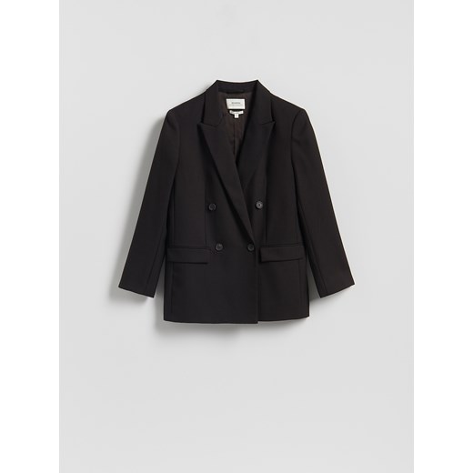 Reserved - Marynarka z wełną - ciemnobrązowy ze sklepu Reserved w kategorii Marynarki damskie - zdjęcie 186443863