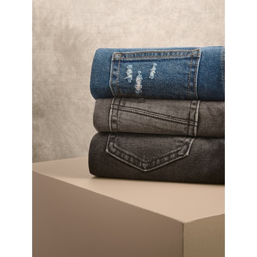 Reserved - Jeansy slim z dziurami - czarny Reserved 128 (7-8 lat) okazja Reserved