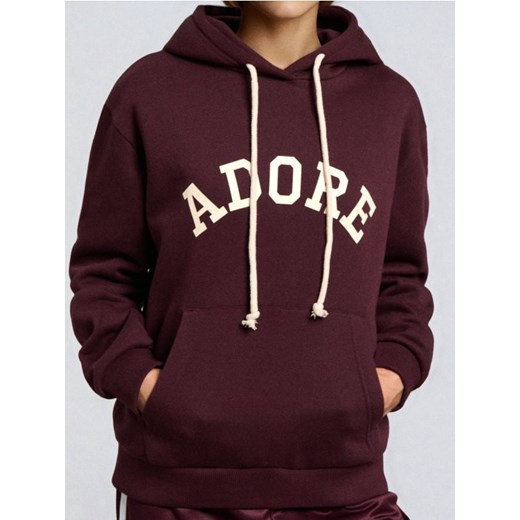 Sinsay - Bluza hoodie z napisem - czerwony ze sklepu Sinsay w kategorii Bluzy damskie - zdjęcie 186447141
