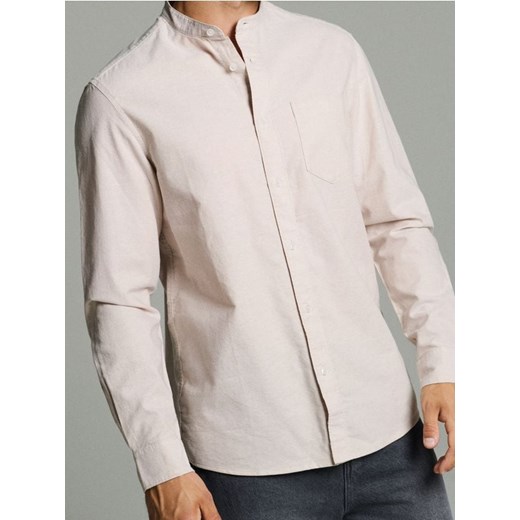 Sinsay - Bawełniana koszula regular fit - beżowy ze sklepu Sinsay w kategorii Koszule męskie - zdjęcie 186447150