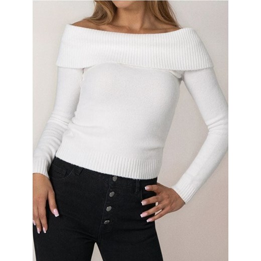 Sinsay - Sweter z dekoracyjnym dekoltem - kremowy ze sklepu Sinsay w kategorii Swetry damskie - zdjęcie 186447180