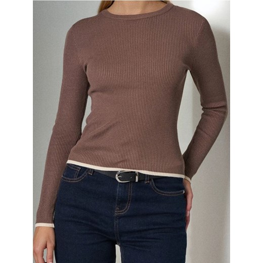Sinsay - Sweter w prążki - brązowy ze sklepu Sinsay w kategorii Swetry damskie - zdjęcie 186447231