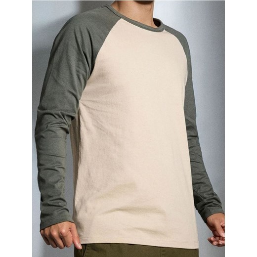 Sinsay - Bawełniana koszulka longsleeve - beżowy ze sklepu Sinsay w kategorii T-shirty męskie - zdjęcie 186447330