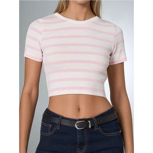 Sinsay - Koszulka w paski - różowy ze sklepu Sinsay w kategorii Bluzki damskie - zdjęcie 186447374