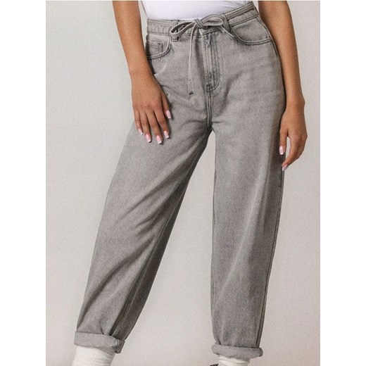 Sinsay - Spodnie jeansowe z wysokim stanem - szary ze sklepu Sinsay w kategorii Jeansy damskie - zdjęcie 186447401