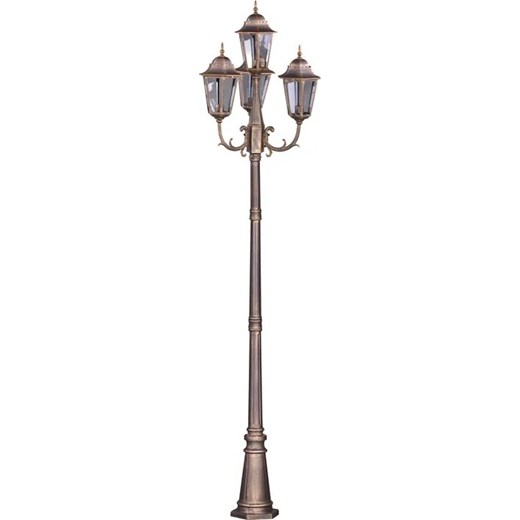 Czarno-złota poczwórna lampa ogrodowa stojąca retro - S348-Nelmi ze sklepu Edinos.pl w kategorii Oświetlenie ogrodowe - zdjęcie 186447582