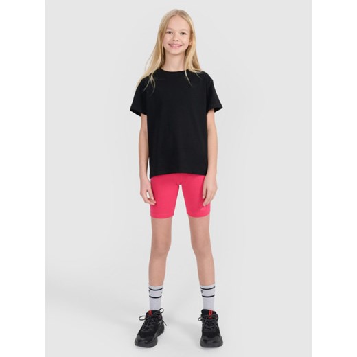 Dziewczęce kolarki dzianinowe 4F 4FJWSS25TTIGF216 - różowe ze sklepu Sportstylestory.com w kategorii Spodenki dziewczęce - zdjęcie 186447732