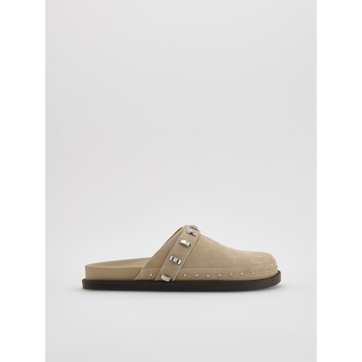 Reserved - Skórzane mule - beżowy ze sklepu Reserved w kategorii Klapki damskie - zdjęcie 186448133
