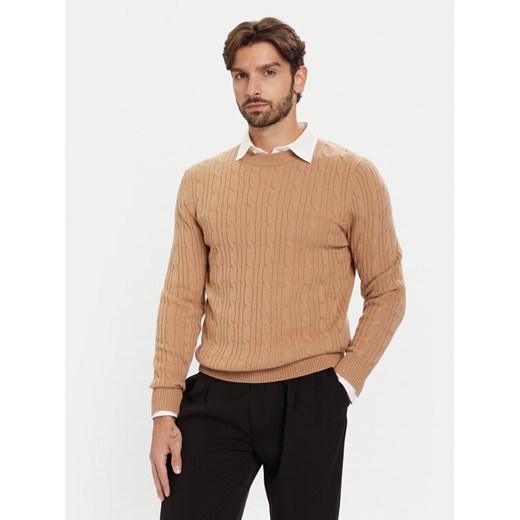 BOSS Sweter H-Hetico 50549975 Beżowy Regular Fit - id: 0000305596444 - marki BOSS HUGO BOSS - 186450403 BOSS Sweter H-Hetico 50549975 Beżowy Regular Fit ze sklepu MODIVO w kategorii Swetry męskie - zdjęcie 186450403