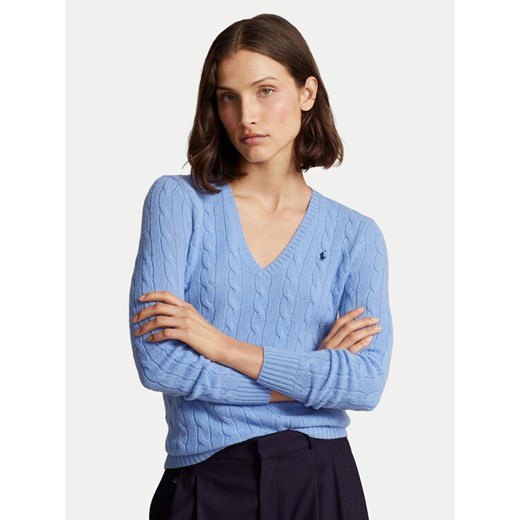 Polo Ralph Lauren Sweter 211910422004 Niebieski Regular Fit ze sklepu MODIVO w kategorii Swetry damskie - zdjęcie 186450432