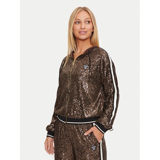 Guess Bluza V4BQ19 KCI90 Brązowy Regular Fit ze sklepu MODIVO w kategorii Bluzy damskie - zdjęcie 186450491