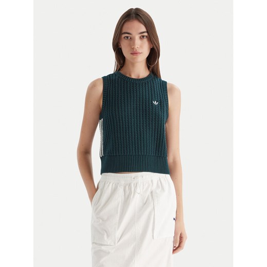 adidas Top adicolor JW4993 Zielony Regular Fit ze sklepu MODIVO w kategorii Bluzki damskie - zdjęcie 186450602