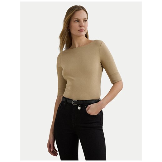 Lauren Ralph Lauren Bluzka 200654963177 Beżowy Slim Fit ze sklepu MODIVO w kategorii Bluzki damskie - zdjęcie 186450641