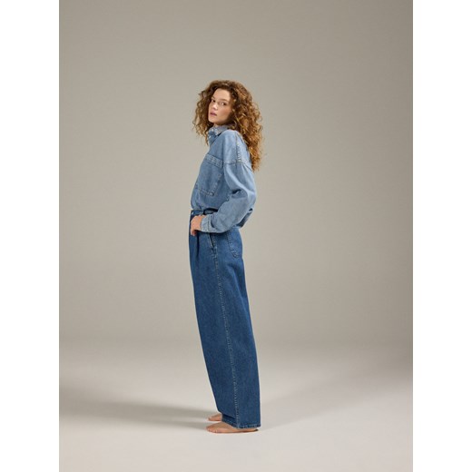 Reserved - Jeansy barrel leg - niebieski ze sklepu Reserved w kategorii Jeansy damskie - zdjęcie 186452210