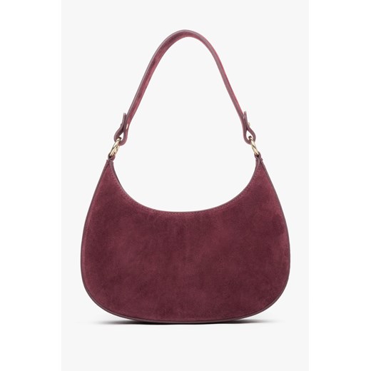 Estro: Bordowa torebka damska typu shoulder bag z włoskiego weluru naturalnego Premium ze sklepu Estro w kategorii Torebki hobo - zdjęcie 186452882