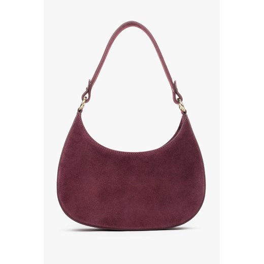 Estro: Bordowa torebka damska typu shoulder bag z włoskiego weluru naturalnego Estro One Size Estro