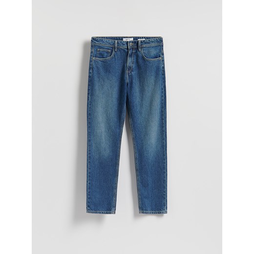 Reserved - Jeansy straight z efektem sprania - granatowy ze sklepu Reserved w kategorii Jeansy męskie - zdjęcie 186453274