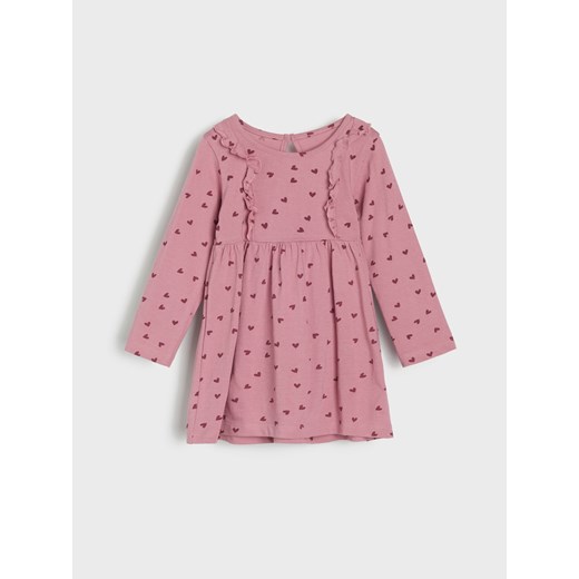 Sinsay - Sukienka z ozdobnymi falbanami w serca - różowy Sinsay 68 (3-6 m) Sinsay