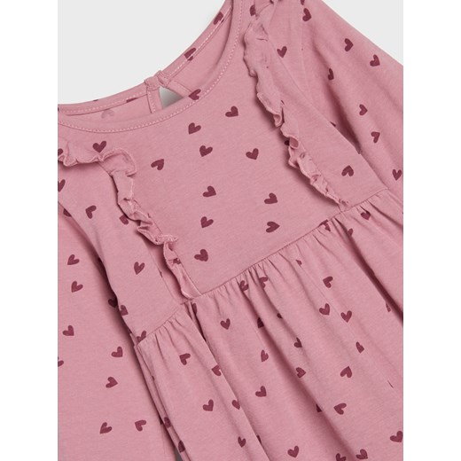 Sinsay - Sukienka z ozdobnymi falbanami w serca - różowy Sinsay 86 (12-18 m) Sinsay