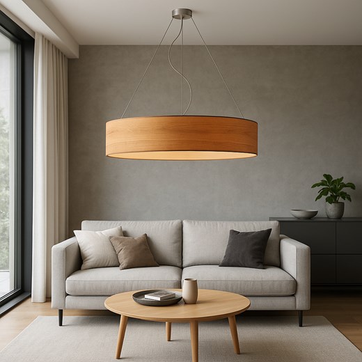 Nowoczesna lampa wisząca do salonu 100 cm PORTO ECO fi - 100 cm - kolor dąb sonoma ze sklepu Lysne w kategorii Lampy wiszące - zdjęcie 186453684