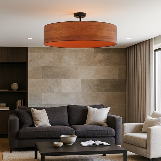 Designerska lampa sufitowa LED - plafoniera do salonu z abażurem 100 cm GRENADA ECO fi - 100 cm - kolor kasztanowy ze sklepu Lysne w kategorii Lampy sufitowe - zdjęcie 186453692