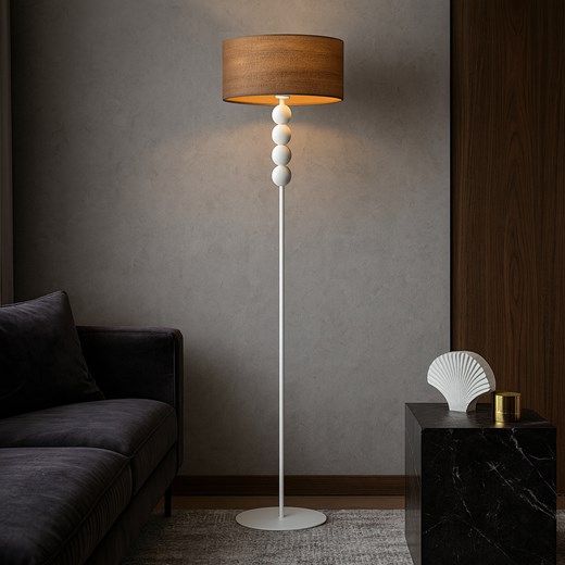 Biała lampa stojąca do salonu BERMUDY ECO z abażurem - id: 10587 - marki Ciekot Partners Sp. Z O. O. - 186453714 Biała lampa stojąca do salonu BERMUDY ECO z abażurem ze sklepu Lysne w kategorii Lampy podłogowe - zdjęcie 186453714