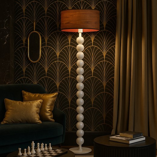 Biała lampa stojąca z kul GIZA ECO w stylu art deco ze sklepu Lysne w kategorii Lampy podłogowe - zdjęcie 186453772