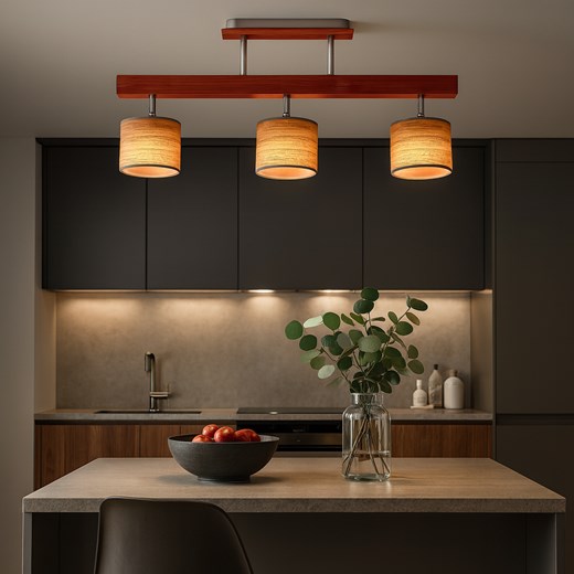 Nowoczesna lampa sufitowa na 3 źródła światła HOLLYWOOD ECO na drewnianej belce - id: 8958 - marki Ciekot Partners Sp. Z O. O. - 186453870 Nowoczesna lampa sufitowa na 3 źródła światła HOLLYWOOD ECO na drewnianej belce ze sklepu Lysne w kategorii Lampy wiszące - zdjęcie 186453870