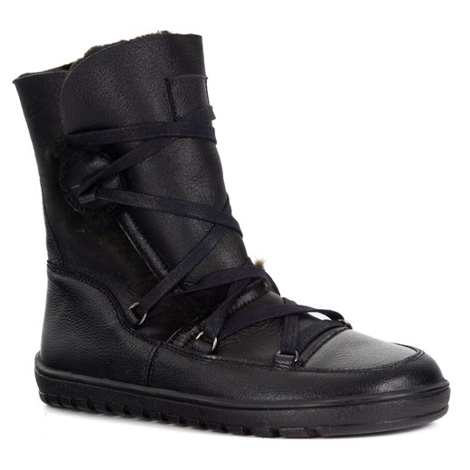 Botki damskie BAREFOOT skórzane 1802POL czarny+baran ze sklepu butyolivier w kategorii Botki - zdjęcie 186453934