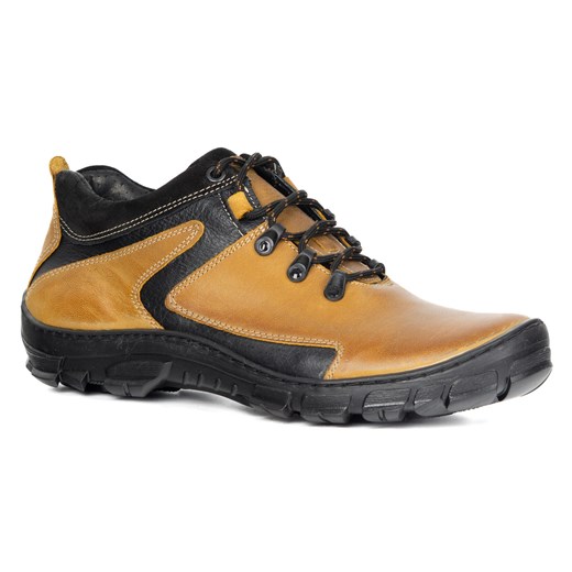 Buty trekkingowe męskie zimowe ocieplane skórzane 905KOM żółte ze sklepu butyolivier w kategorii Buty trekkingowe męskie - zdjęcie 186453942