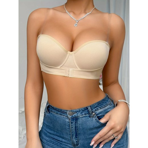 Biustonosz damski bez ramiączek z zapięciem z przodu - Kremowy 70B ze sklepu Intimica.pl w kategorii Biustonosze - zdjęcie 186454390