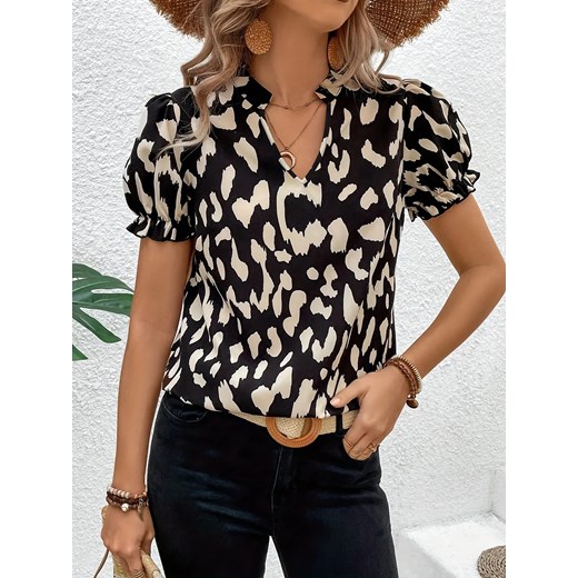 Bluzka damska w panterkę - Czarny S ze sklepu Intimica.pl w kategorii Bluzki damskie - zdjęcie 186454474