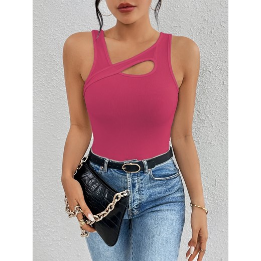 Damski top na ramiączkach z wycięciem na dekolcie - Różowy XS ze sklepu Intimica.pl w kategorii Bluzki damskie - zdjęcie 186454901