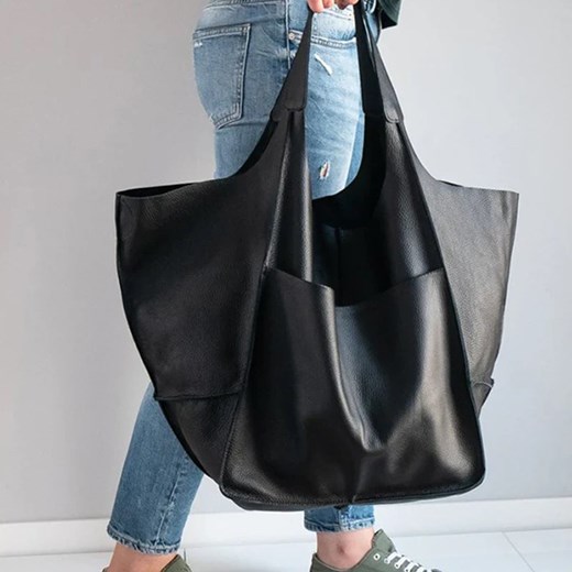 Duża torba shopper z kieszenią - Czarny ze sklepu Intimica.pl w kategorii Torby Shopper bag - zdjęcie 186455081