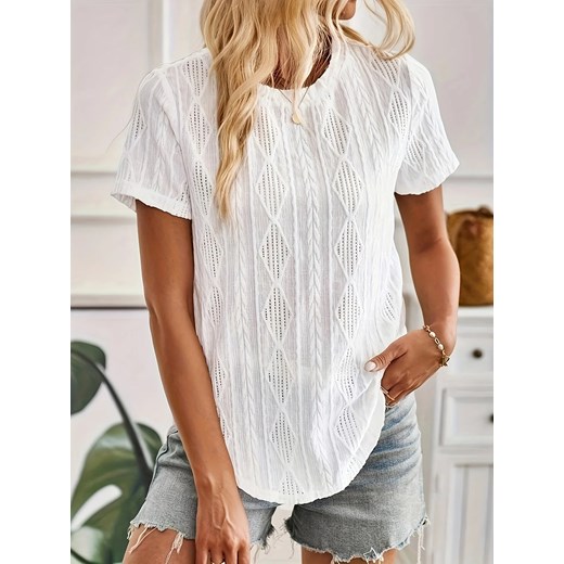 Koszulka damska ozdobnymi guzikami - Biały XXL ze sklepu Intimica.pl w kategorii Bluzki damskie - zdjęcie 186455712