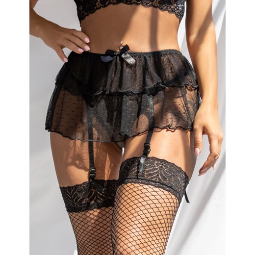 Pas do pończoch w stylu spódniczki - Czarny XS-S ze sklepu Intimica.pl w kategorii Pończochy - zdjęcie 186456093