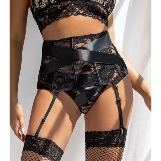 Pas do pończoch z gorsetowym zapięciem - Czarny S ze sklepu Intimica.pl w kategorii Akcesoria do bielizny - zdjęcie 186456100