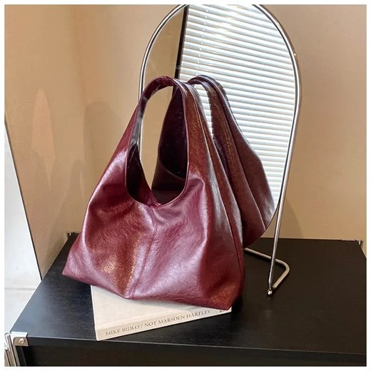 Skórzana torba na ramię - Czerwony ze sklepu Intimica.pl w kategorii Torby Shopper bag - zdjęcie 186456430