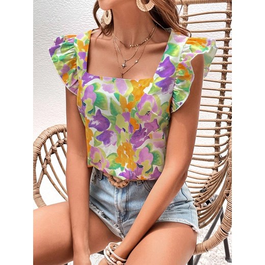 Top damski w kwiaty - Wielokolorowy S ze sklepu Intimica.pl w kategorii Bluzki damskie - zdjęcie 186456691