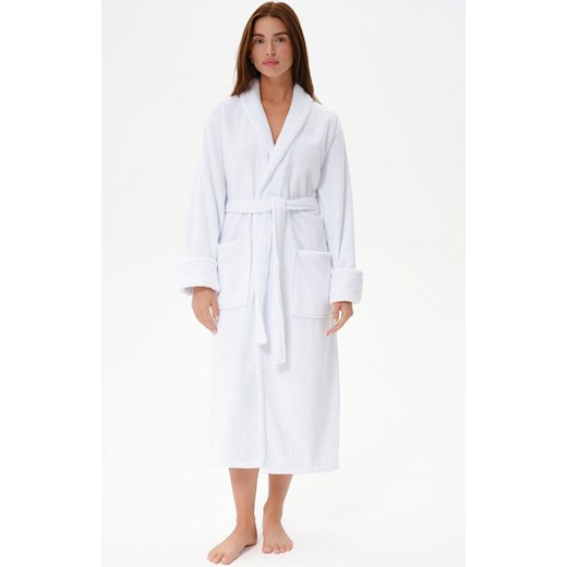 Bawełniany szlafrok damski frotte z kołnierzem SF03, Kolor biały, Rozmiar L, Esli ze sklepu Primodo w kategorii Szlafroki damskie - zdjęcie 186457994