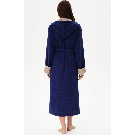 Szlafrok damski z kapturem niebieski SW01, Kolor niebieski, Rozmiar L, Esli ze sklepu Primodo w kategorii Szlafroki damskie - zdjęcie 186458003