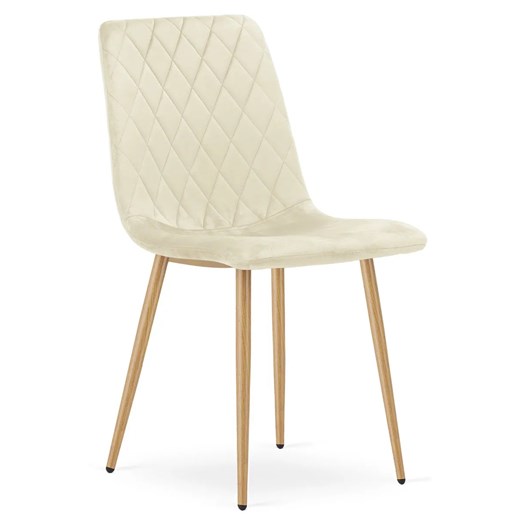 Jasnobeżowe krzesło welurowe na metalowych nogach G2-B62 ze sklepu Edinos.pl w kategorii Krzesła - zdjęcie 186458431