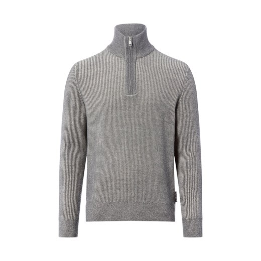 Marc O'Polo Męski sweter z dzianiny z zawartością wełny Mężczyźni szary w paski ze sklepu vangraaf w kategorii Swetry męskie - zdjęcie 186461110