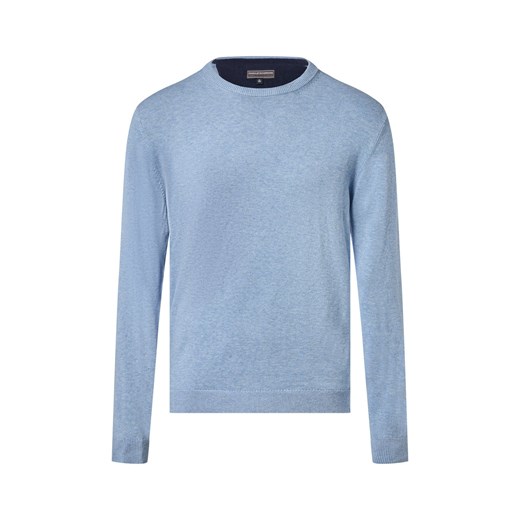 Finshley & Harding Sweter z zawartością kaszmiru Mężczyźni Bawełna jasnoniebieski marmurkowy ze sklepu vangraaf w kategorii Swetry męskie - zdjęcie 186461132