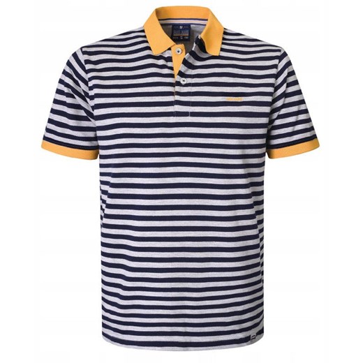 Męska, Bawełniana Koszulka Polo - Pako Jeans - Żółte Akcenty, Paski  TSPJNSpoloTONYzt ze sklepu JegoSzafa.pl w kategorii T-shirty męskie - zdjęcie 186461461