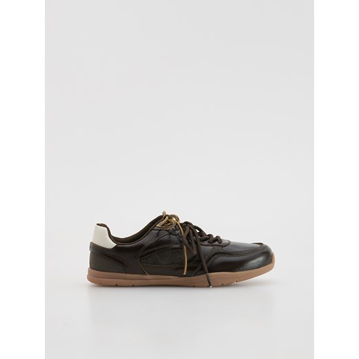 Reserved - Skórzane sneakersy - ciemnobrązowy ze sklepu Reserved w kategorii Buty sportowe damskie - zdjęcie 186461993