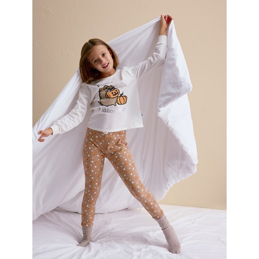 Reserved - Bawełniana piżama Pusheen - kremowy ze sklepu Reserved w kategorii Piżamy dziecięce - zdjęcie 186462063