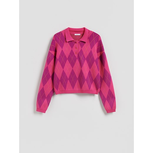 Reserved - Sweter z kołnierzykiem - intensywny róż Reserved M Reserved
